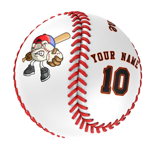 Personalized White Leather Black Authentic Baseballs