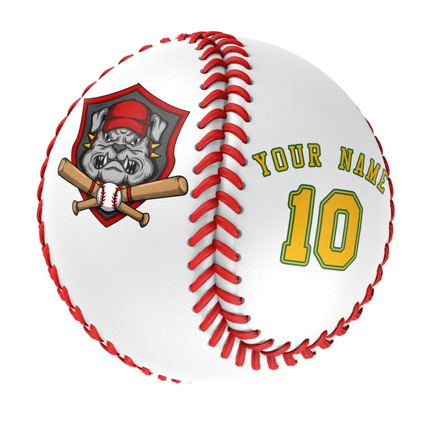 Personalized White Leather Gold Authentic Baseballs