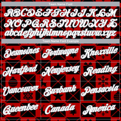 Custom Black White Red-Gray 3D Pattern Christmas Buffalo Check Performance T-Shirt