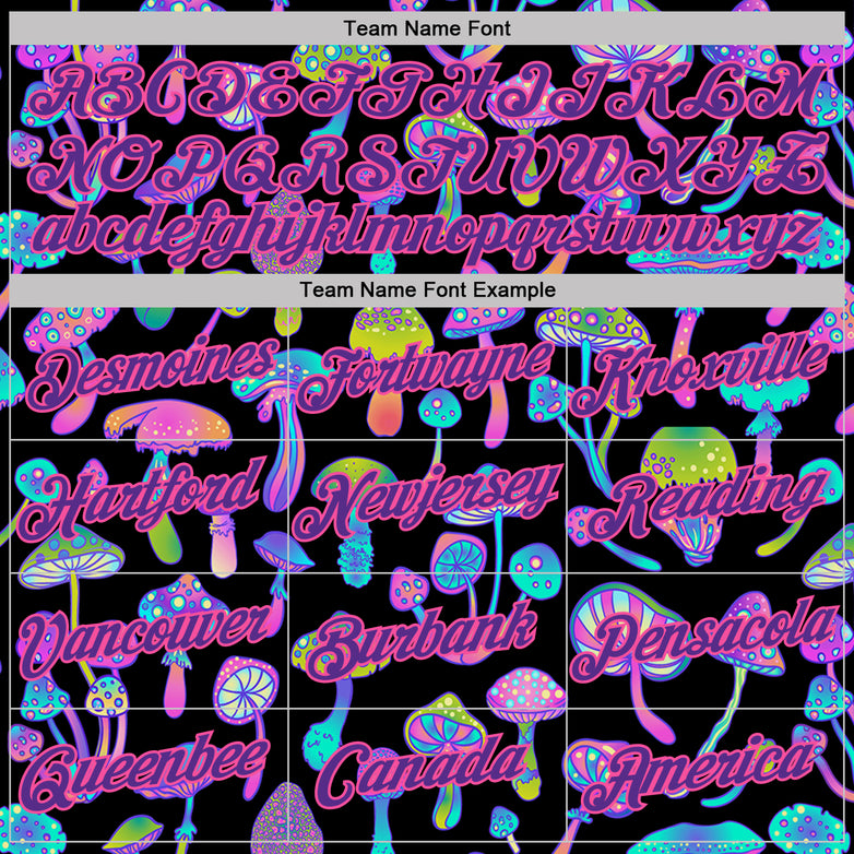 Custom Stitched Black Purple-Pink Magic Mushrooms Psychedelic Hallucination 3D Pattern Pullover Sweatshirt Hoodie