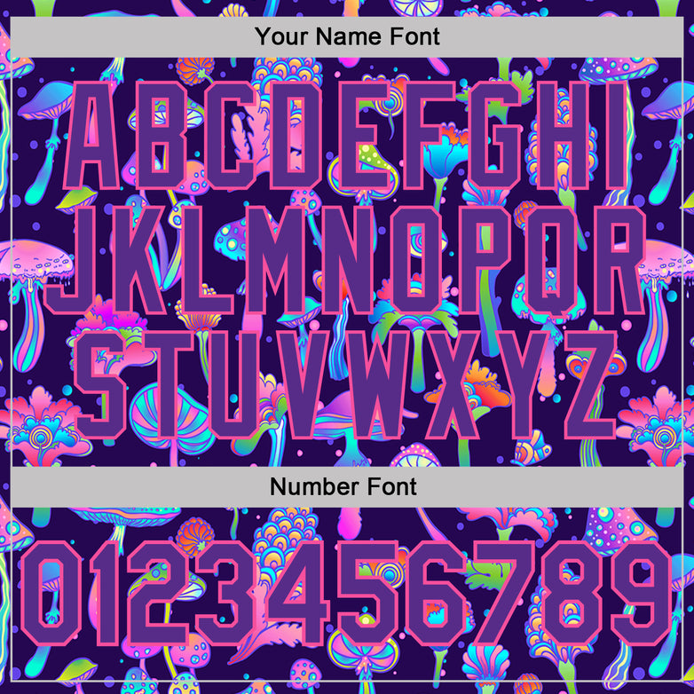 Custom Stitched Purple-Pink Magic Mushrooms Psychedelic Hallucination 3D Pattern Pullover Sweatshirt Hoodie