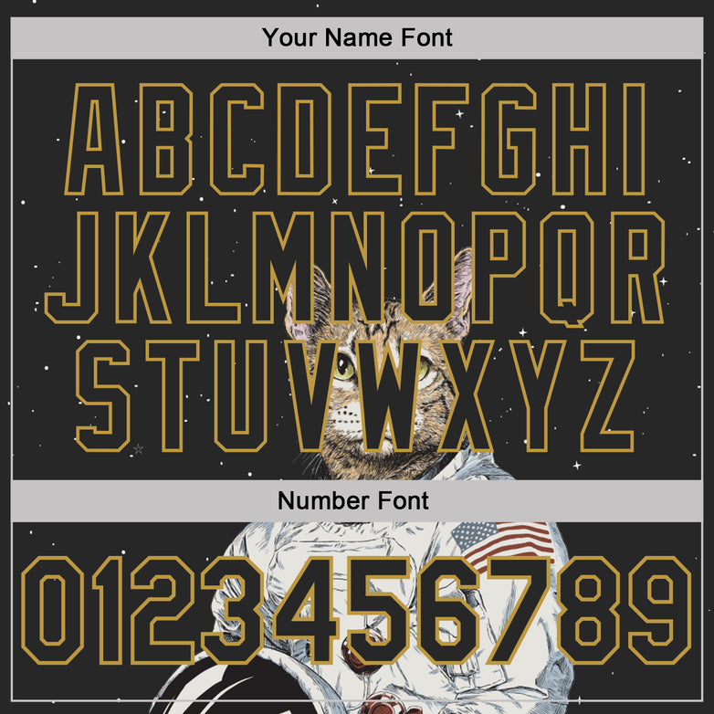 Custom Stitched Black-Old Gold Cat Astronaut Space Galaxy 3D Pattern Pullover Sweatshirt Hoodie