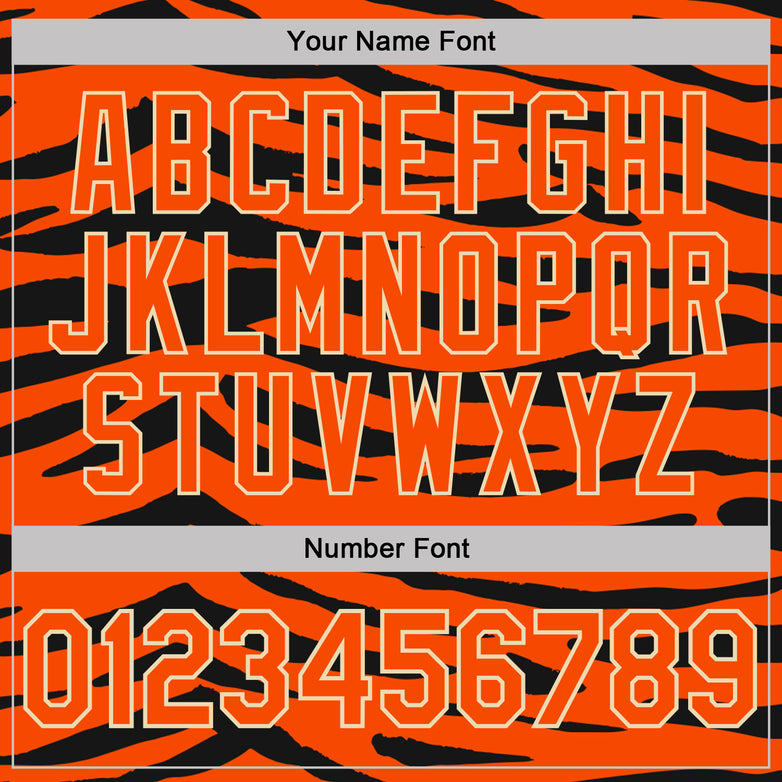 Custom Stitched Orange Black-Cream Tiger Print 3D Pattern Pullover Sweatshirt Hoodie