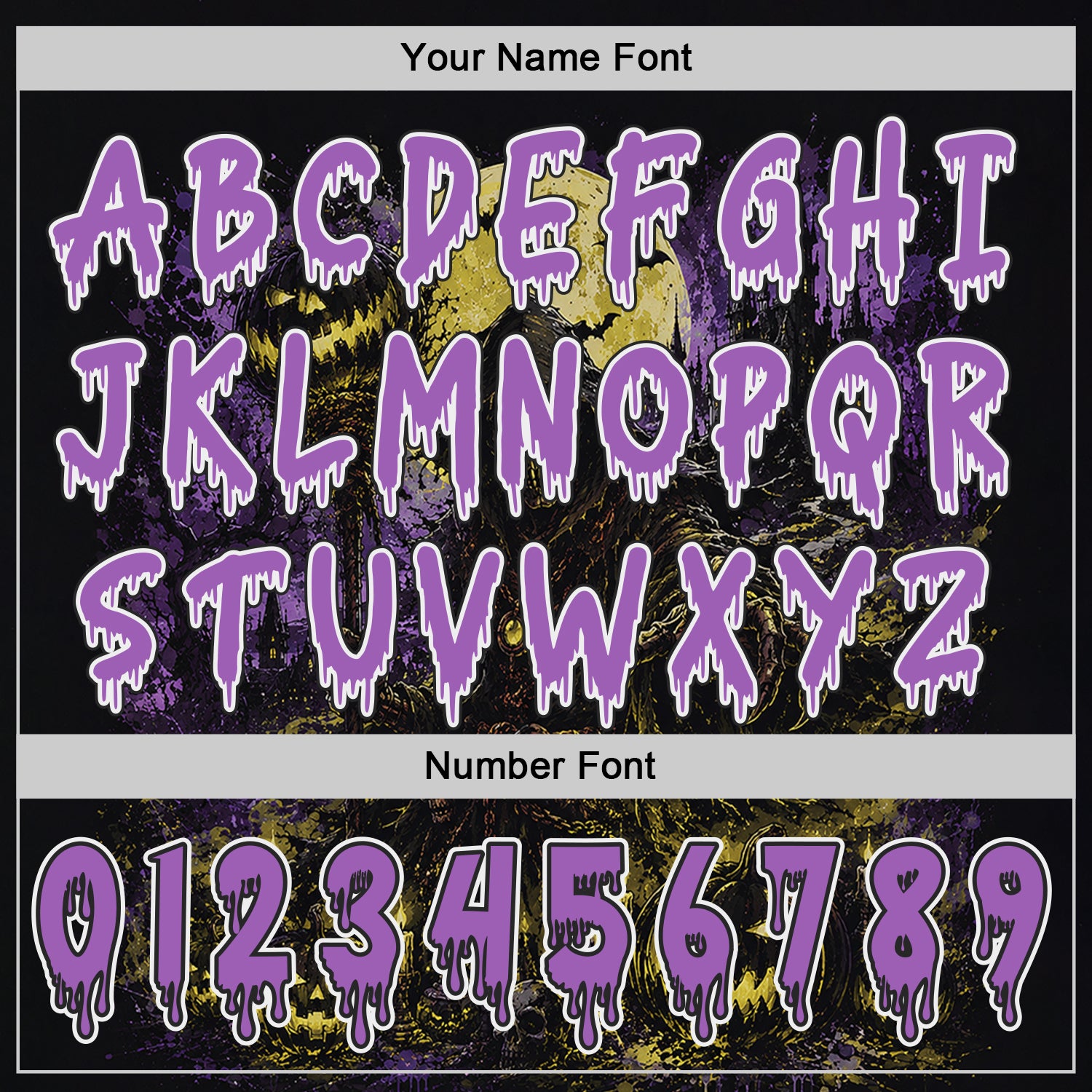 Custom Black Medium Purple-White Spooky Halloween Pumpkin Patch Pullover Sweatshirt Hoodie