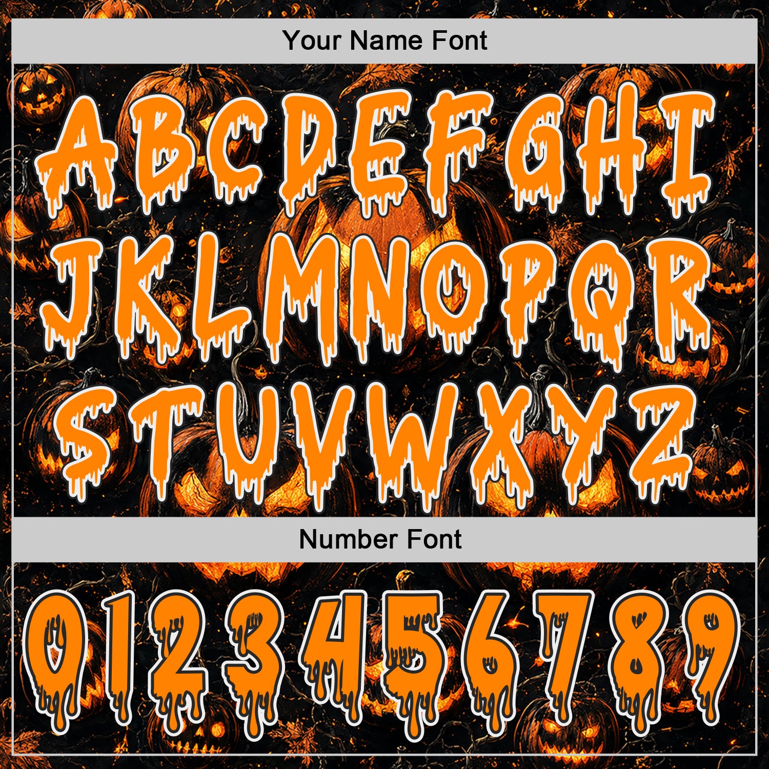 Custom Black Bay Orange-White Spooky Halloween Pumpkins Pullover Sweatshirt Hoodie