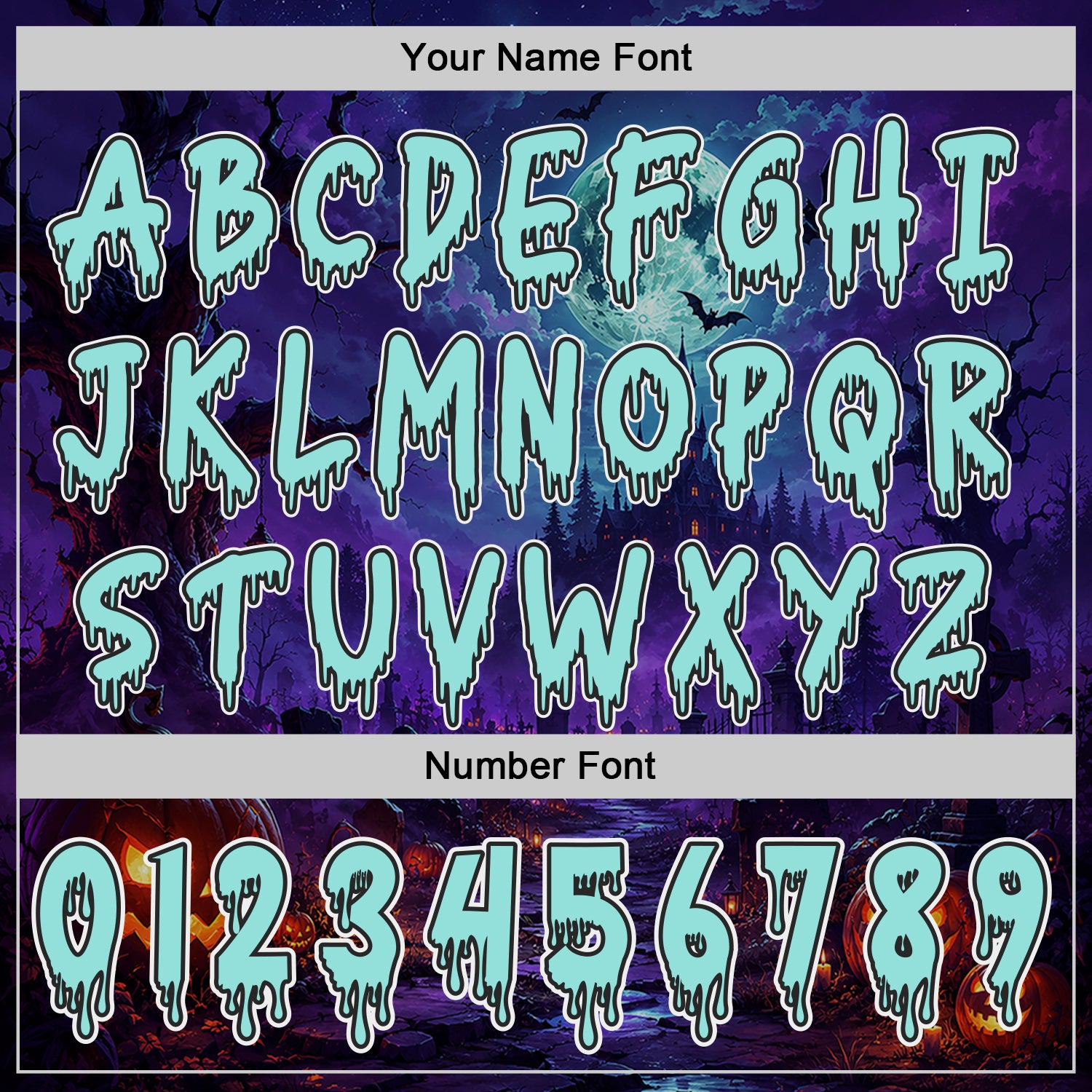 Custom Black Ice Blue Purple-White Halloween Gothic Cemetery Pullover Sweatshirt Hoodie