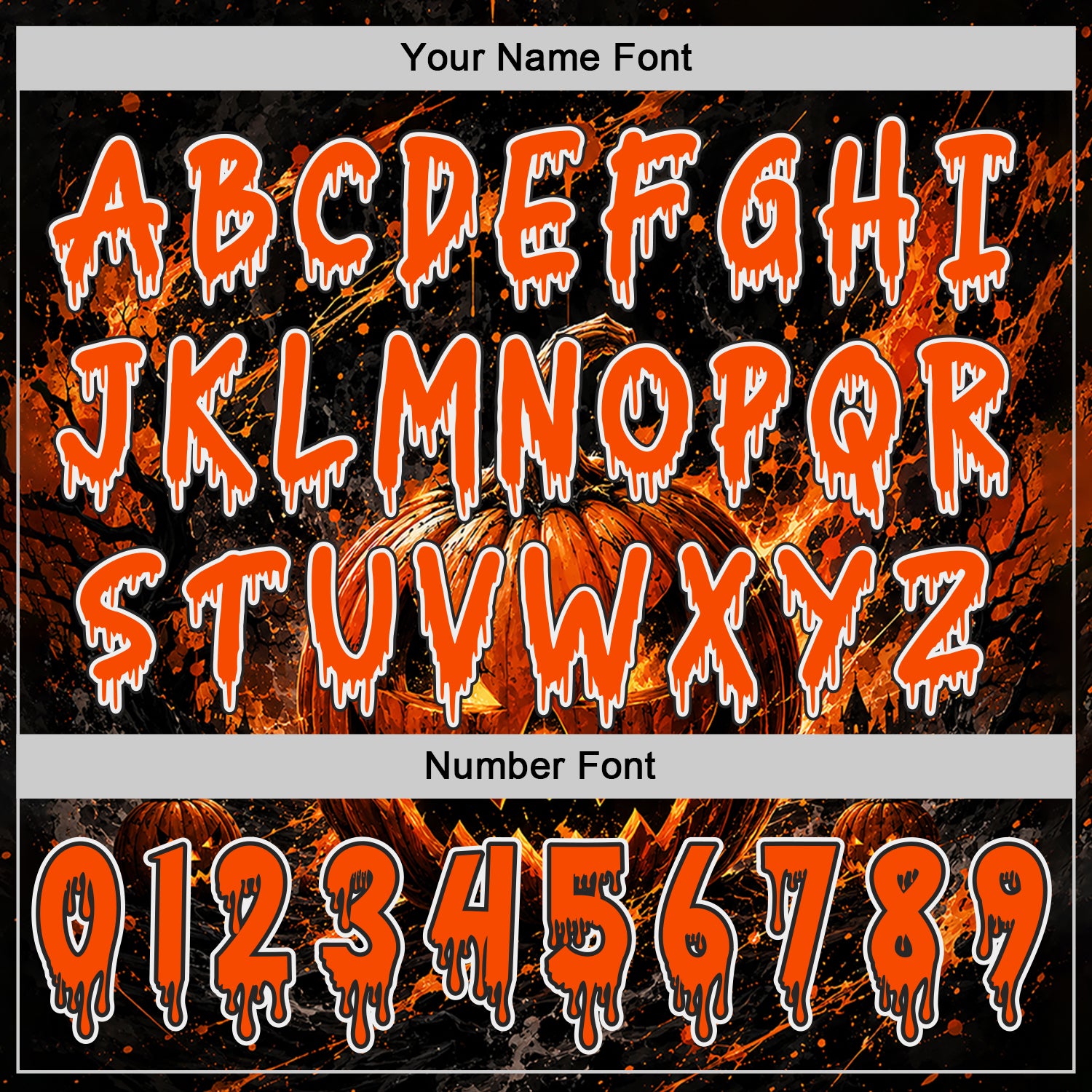 Custom Black Orange-White Halloween Flaming Pumpkin Splatter Pullover Sweatshirt Hoodie