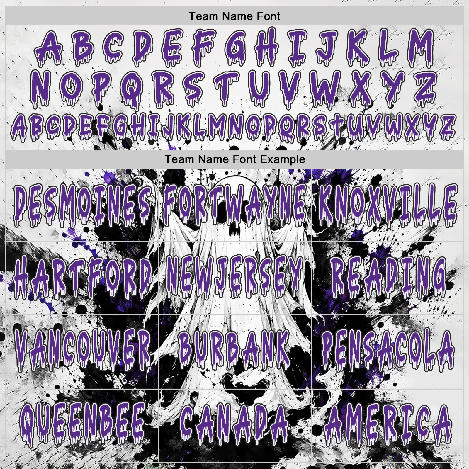 Custom Black Purple-White Spooky Halloween Ghost Splatter Pullover Sweatshirt Hoodie