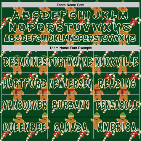 Custom  Green White-Old Gold Christmas Gingerbread & Candy Cane Pullover Sweatshirt Hoodie