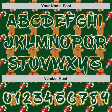 Custom  Green White-Old Gold Christmas Gingerbread & Candy Cane Pullover Sweatshirt Hoodie