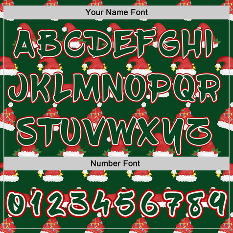 Custom  Green White-Red Christmas Santa Claus Hats Pullover Sweatshirt Hoodie