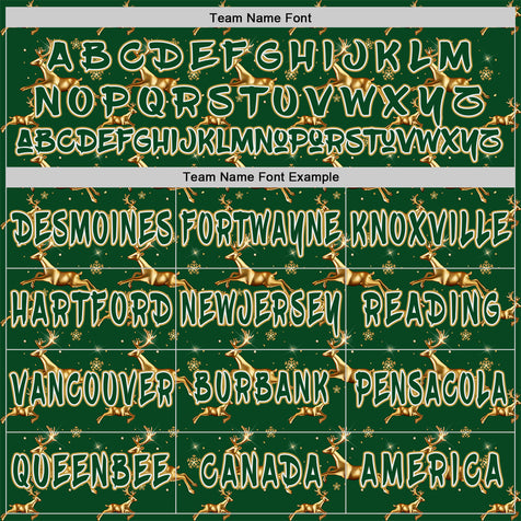 Custom  Green White-Old Gold Christmas Golden Reindeer & Snowflakes Pullover Sweatshirt Hoodie