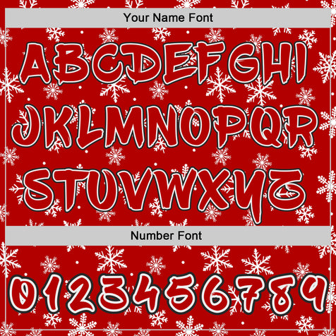Custom  Red White-Black Christmas Snowflakes Pullover Sweatshirt Hoodie