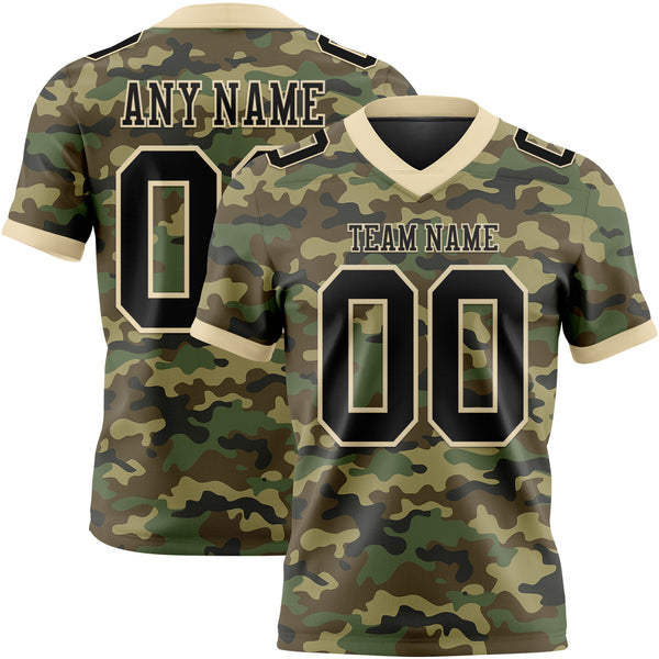 Custom Camo Black-Cream 3D Pattern Salute To Service Authentic Football Jersey