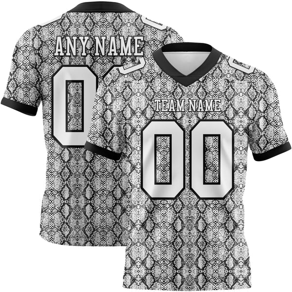Custom White Black 3D Pattern Snakeskin Print Authentic Football Jersey