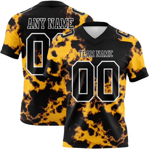 Custom Tie Dye Black-White 3D Pattern Authentic Football Jersey