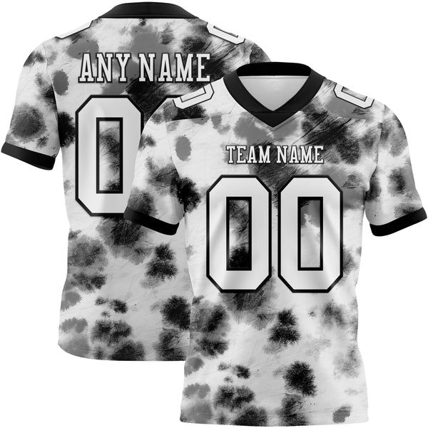 Custom Tie Dye White-Black 3D Pattern Authentic Football Jersey