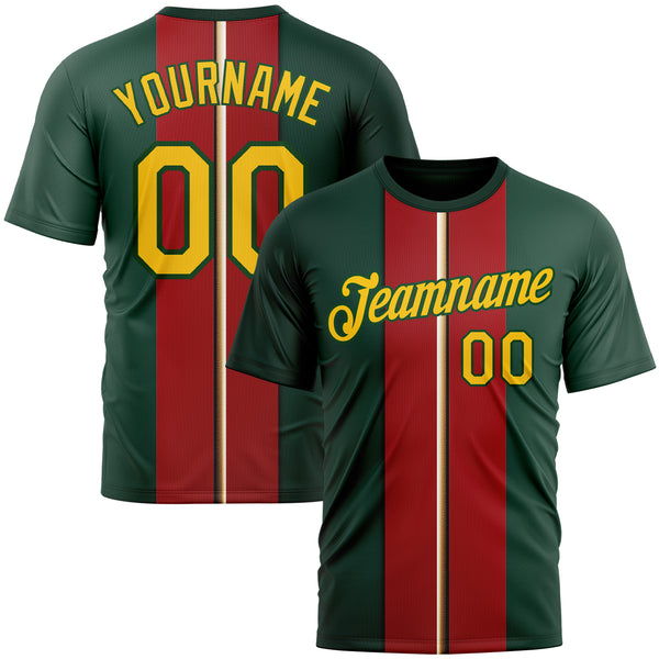 Custom Green Yellow-Red 3D Pattern Design Mexico Portugal Sport Wear Performance T-Shirt