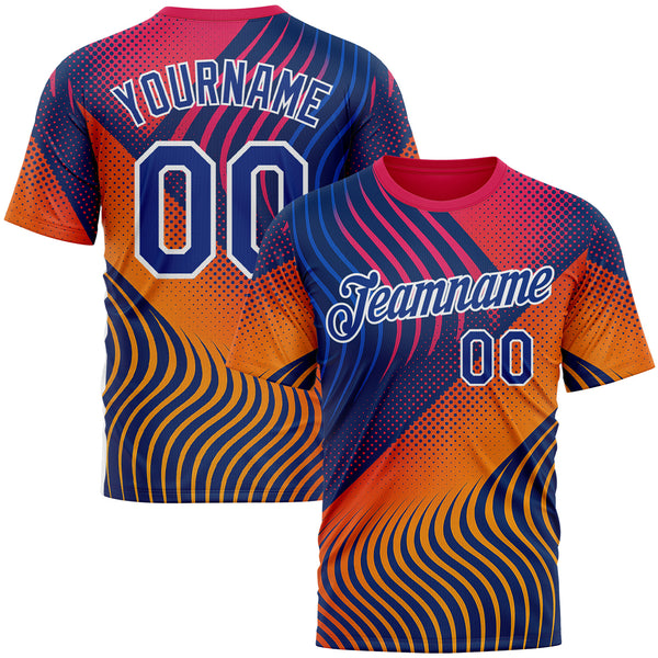 Custom Red Royal Yellow Blue-White 3D Pattern Design Romania Colombia Sport Wear Performance T-Shirt