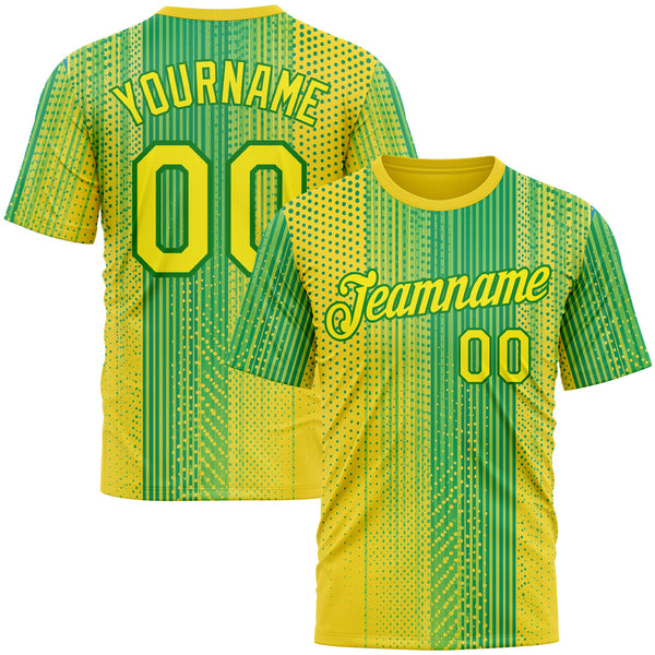 Custom Yellow Light Yellow-Grass Green 3D Pattern Design Brazil Africa Sport Wear Performance T-Shirt
