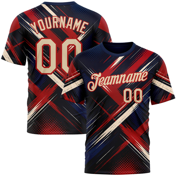 Custom Blue City Cream-Red 3D Pattern Design Germany Sport Wear Performance T-Shirt