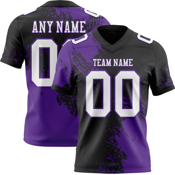 Custom Black White-Purple 3D Pattern Abstract Brush Stroke Mesh Authentic Football Jersey