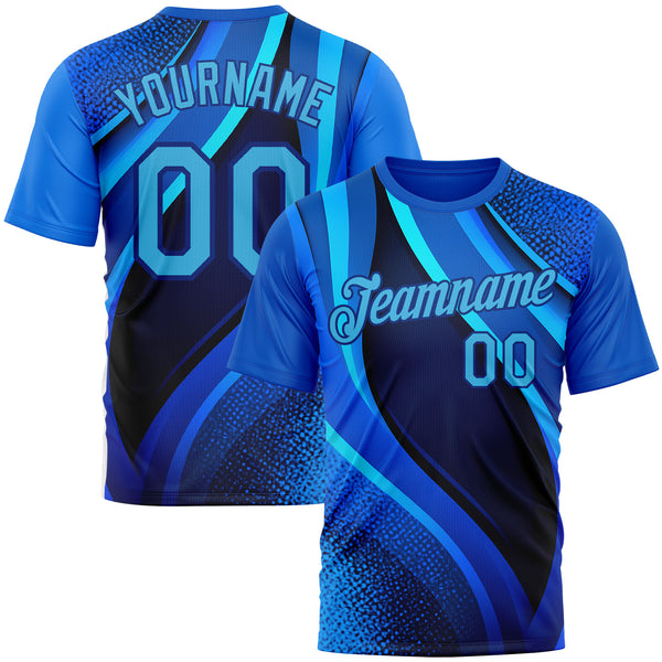 Custom Blue Sky Blue-Royal 3D Pattern Design France Wave Gradient Sport Wear Performance T-Shirt