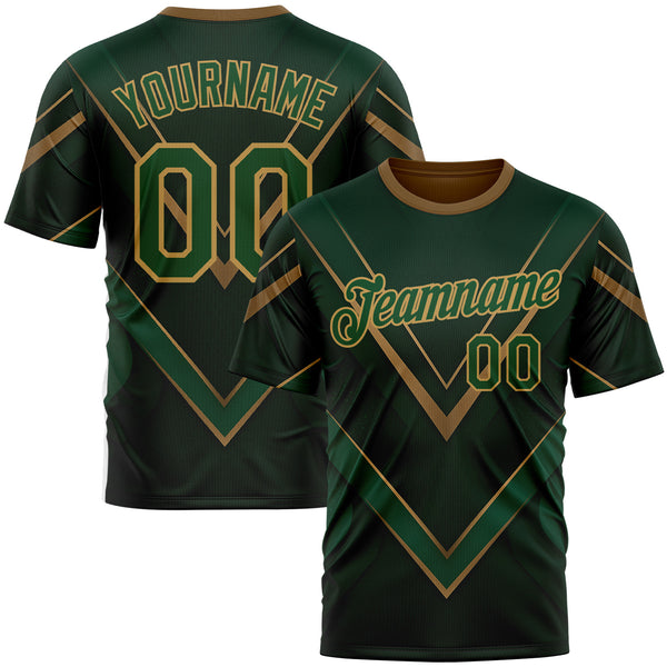 Custom Green Old Gold 3D Pattern Design Mexico Africa Sport Wear Performance T-Shirt
