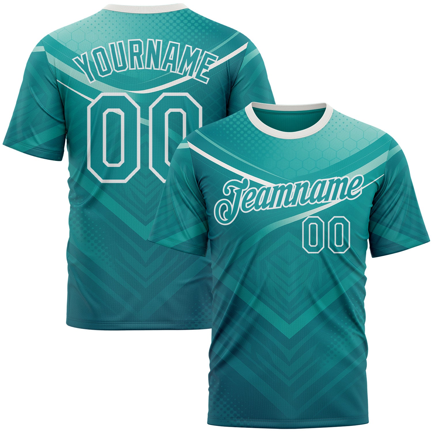 Custom Green Teal-White 3D Pattern Design Arrow Sport Wear Performance T-Shirt