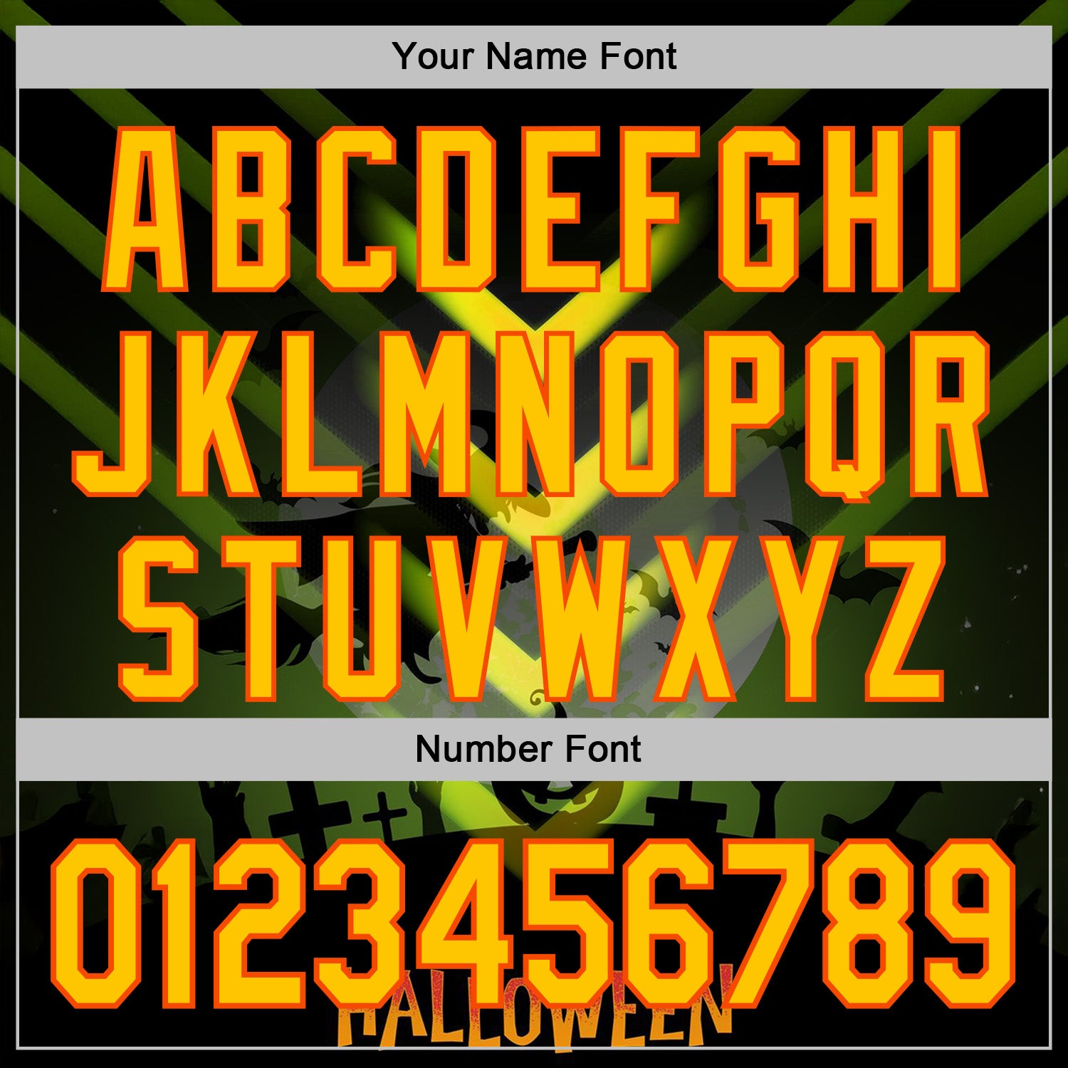 Custom Green Yellow-Orange 3D Halloween Spooky Sportswear Sports Pullover Sweatshirt Hoodie