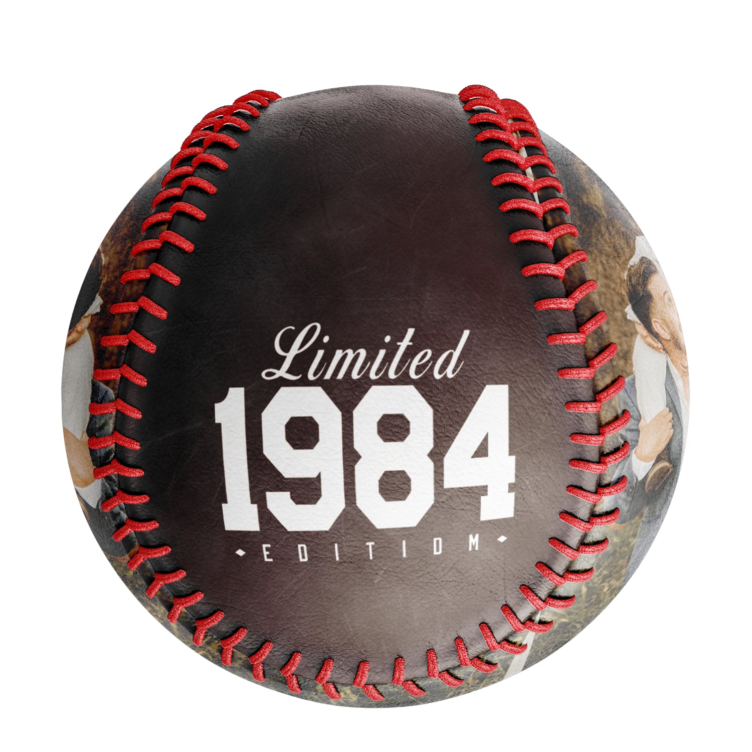 Personalized Dad Name Age Photo Brown Baseballs