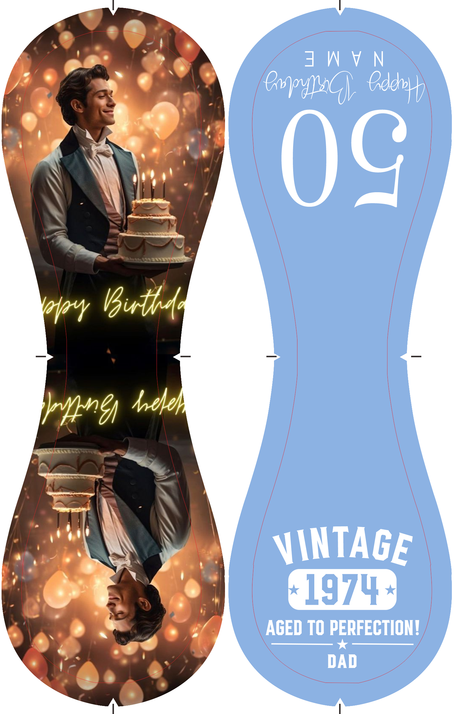 Personalized Dad Grandpa Birthday Name Time Photo Light Blue Baseballs