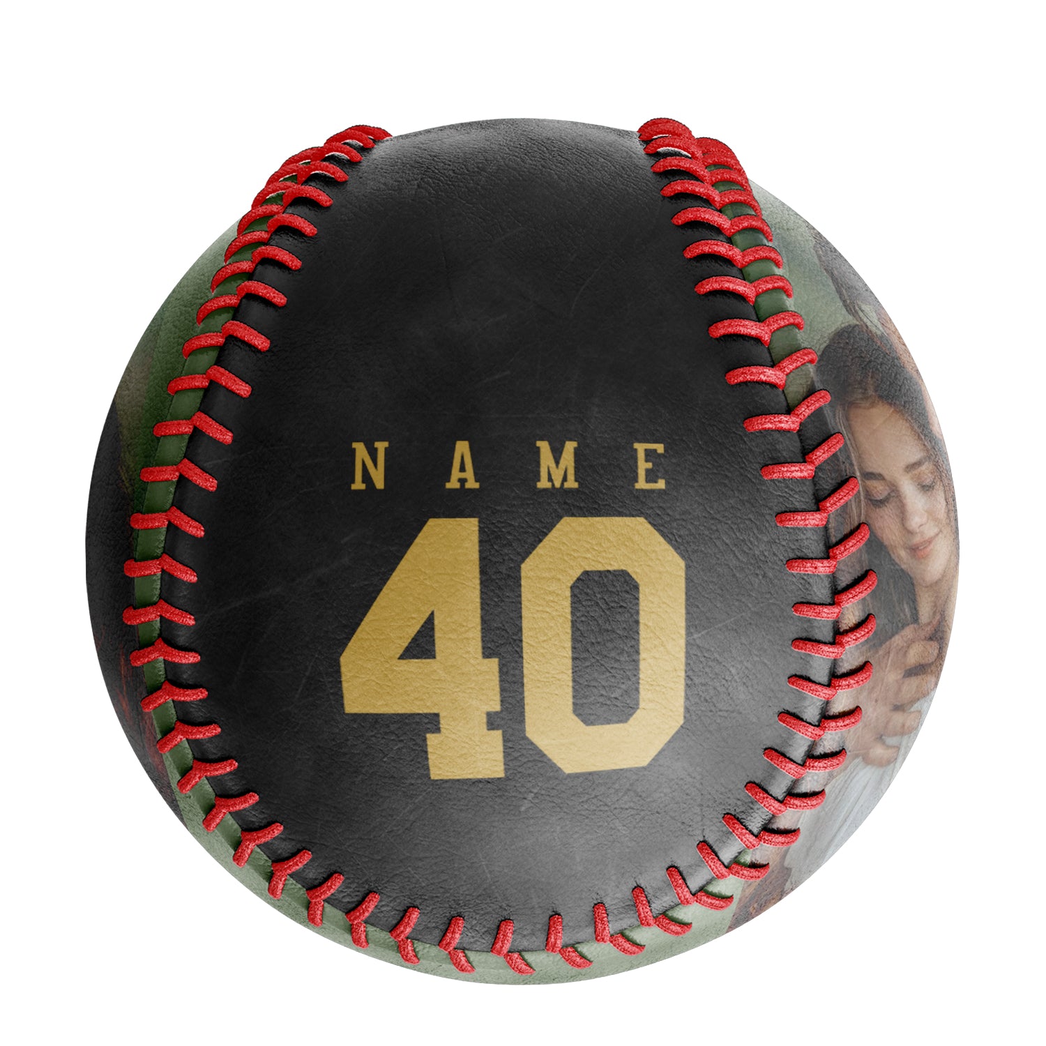 Personalized Anniversary Name Time Photo Black Baseballs