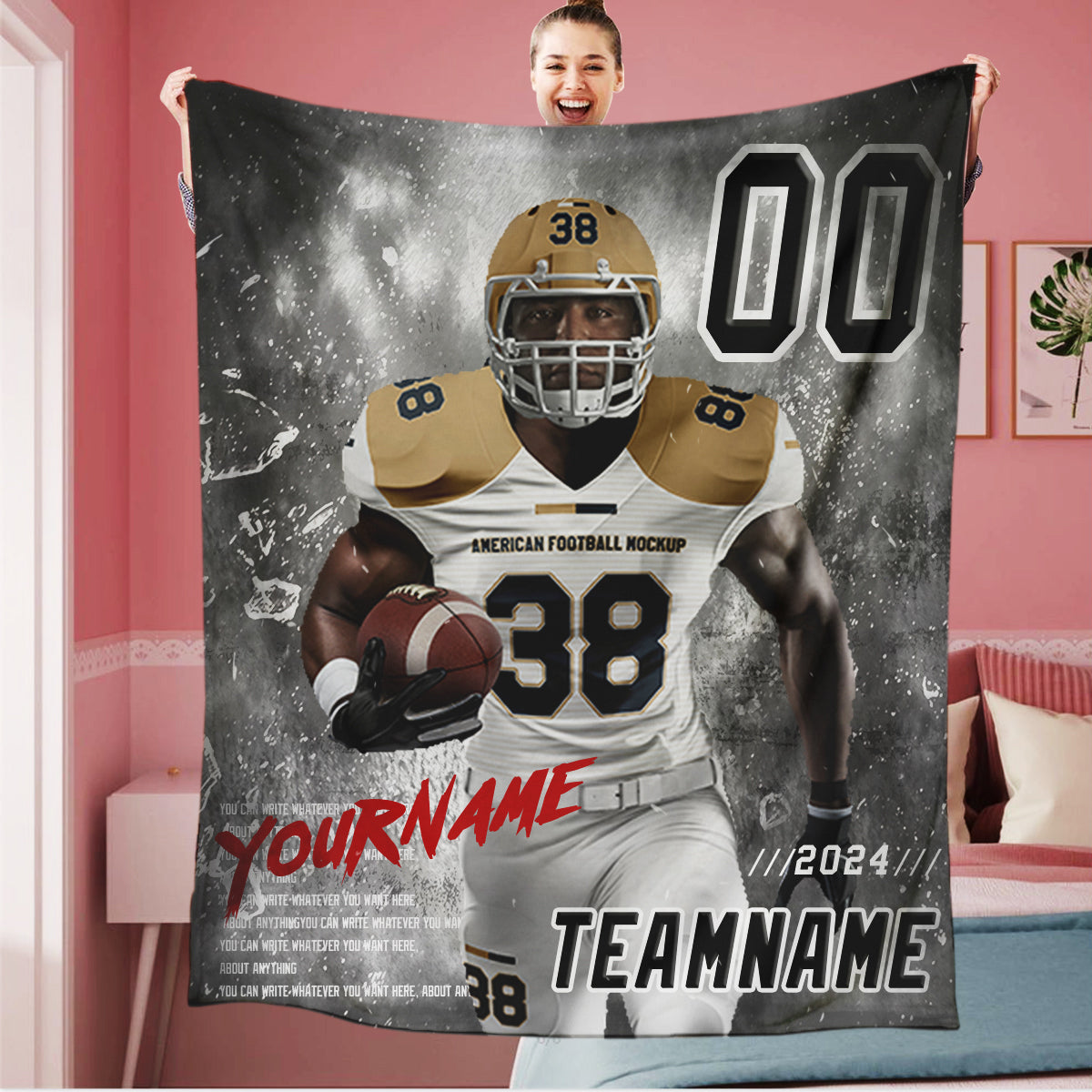 Personalized Football Team Photo Sports Blanket