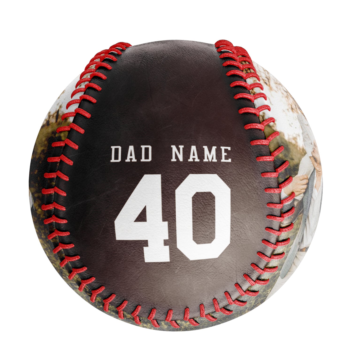 Personalized Dad Name Age Photo Brown Baseballs