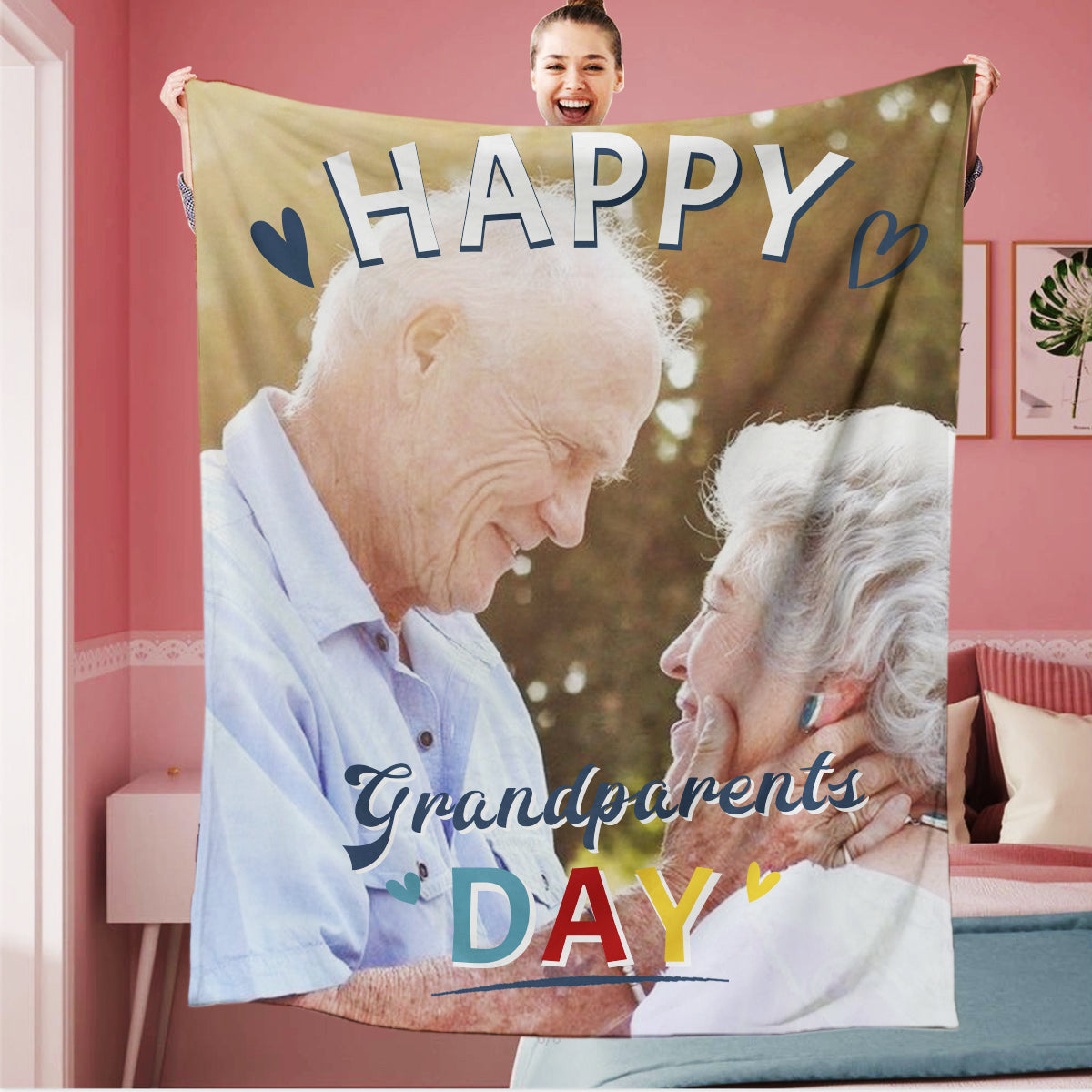 Personalized Happy Grandparents Day Photo Blanket