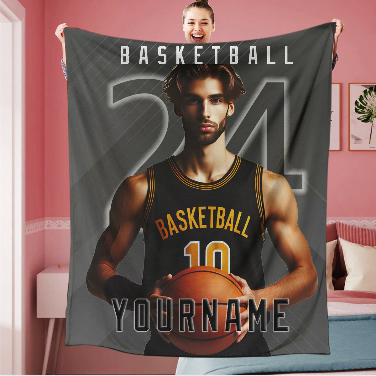 Personalized Basketball Team Photo Sports Blanket