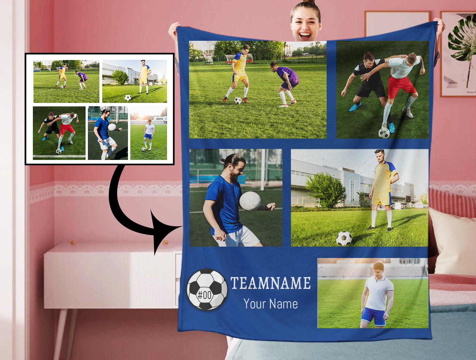 Personalized Soccer 5 Photo Blanket