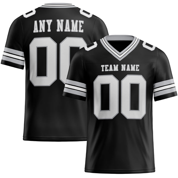 Custom Black White-Gray Authentic Football Jersey