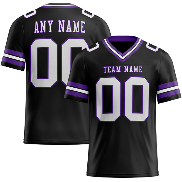 Custom Black White-Purple Authentic Football Jersey