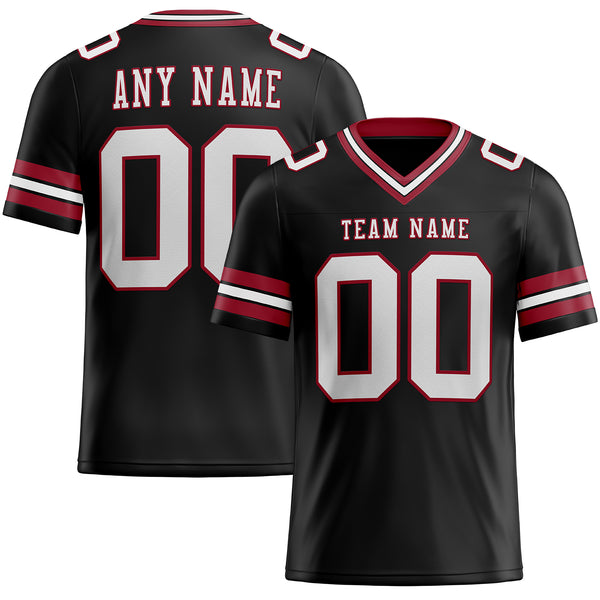Custom Black White-Cardinal Authentic Football Jersey