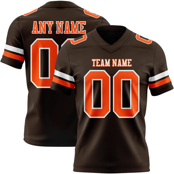 Custom Brown Orange-White Mesh Authentic Football Jersey