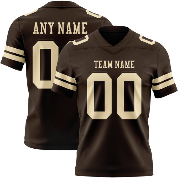 Custom Brown Cream Mesh Authentic Football Jersey