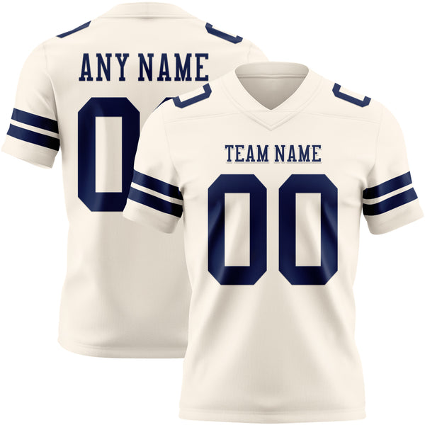 Custom Cream Navy Authentic Football Jersey