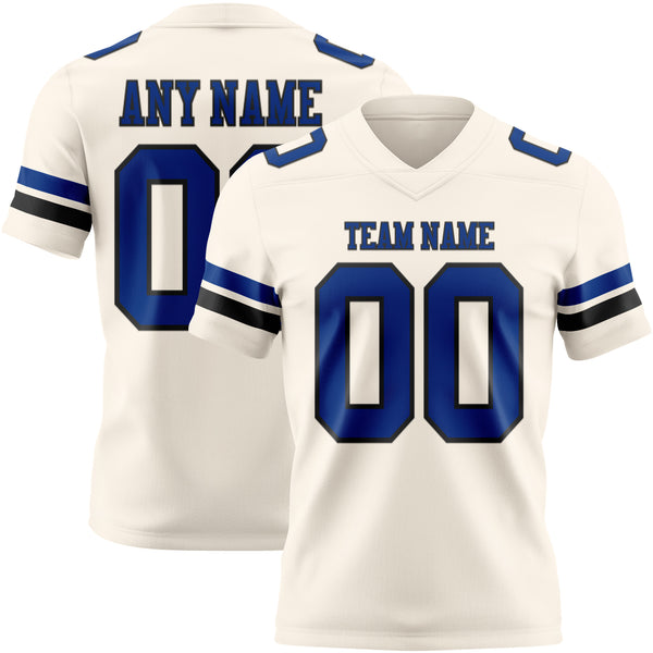 Custom Cream Royal-Black Authentic Football Jersey