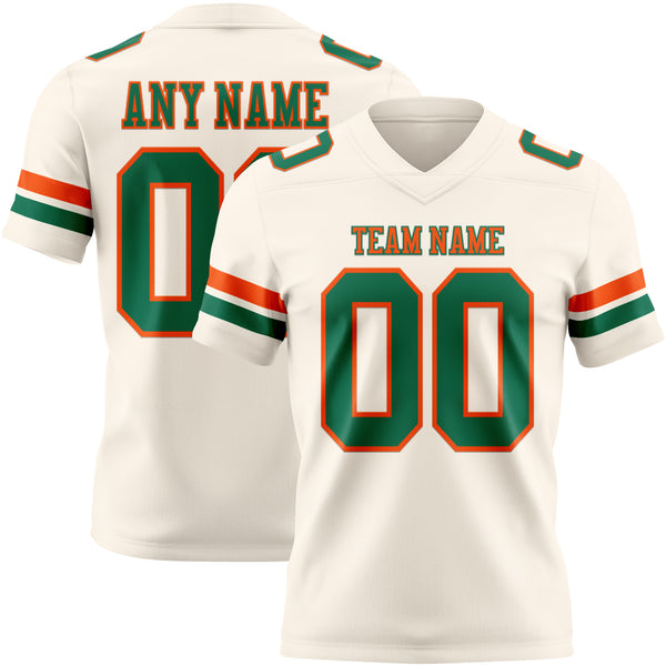Custom Cream Kelly Green-Orange Authentic Football Jersey
