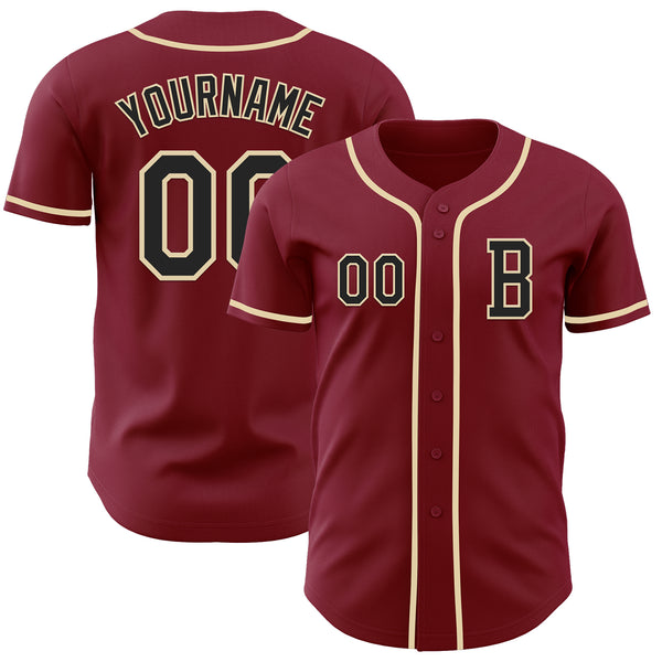 Custom Crimson Black-Cream Authentic Baseball Jersey