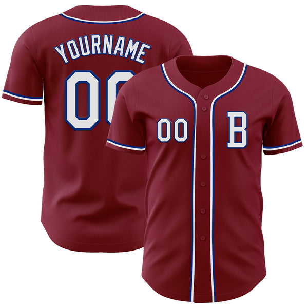 Custom Crimson White-Royal Authentic Baseball Jersey