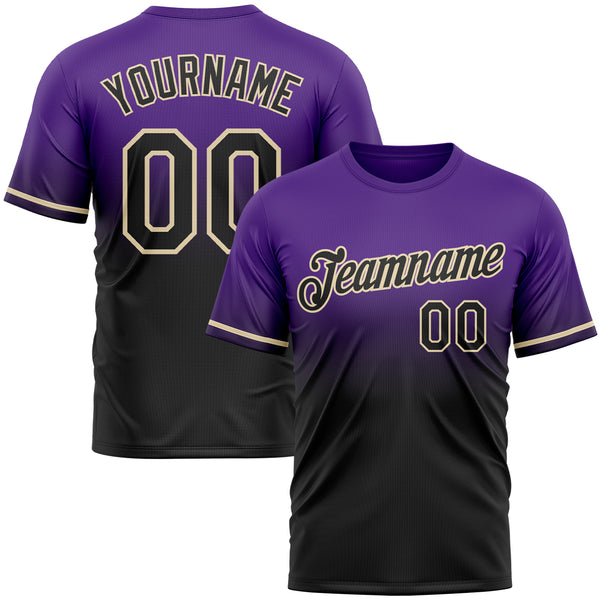 Custom Purple Black-Cream Fade Fashion Performance T-Shirt