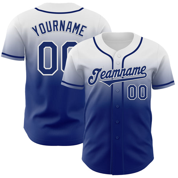 Custom White Royal Authentic Fade Fashion Baseball Jersey